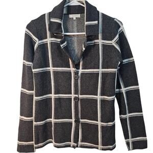 Bartolini Cashmere Wool Blend Button Up Sweater Cardigan Gray White Medium Italy